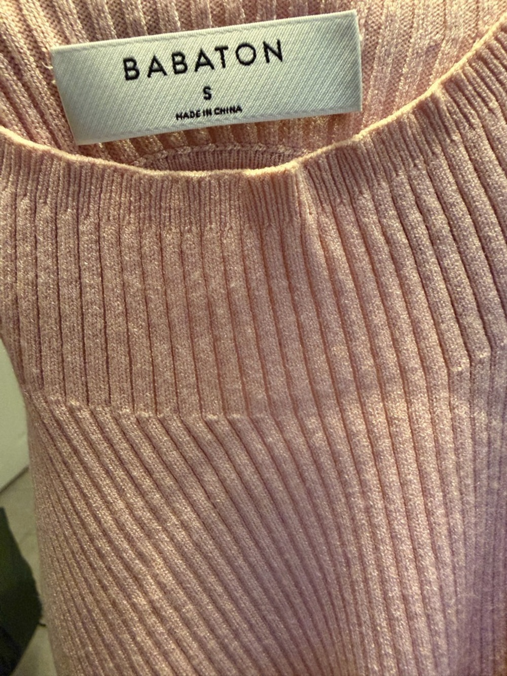 Aritzia Babaton Ribbed Mock-Neck Long Sleeve Knit Dress in Pink - Picture 5 of 5
